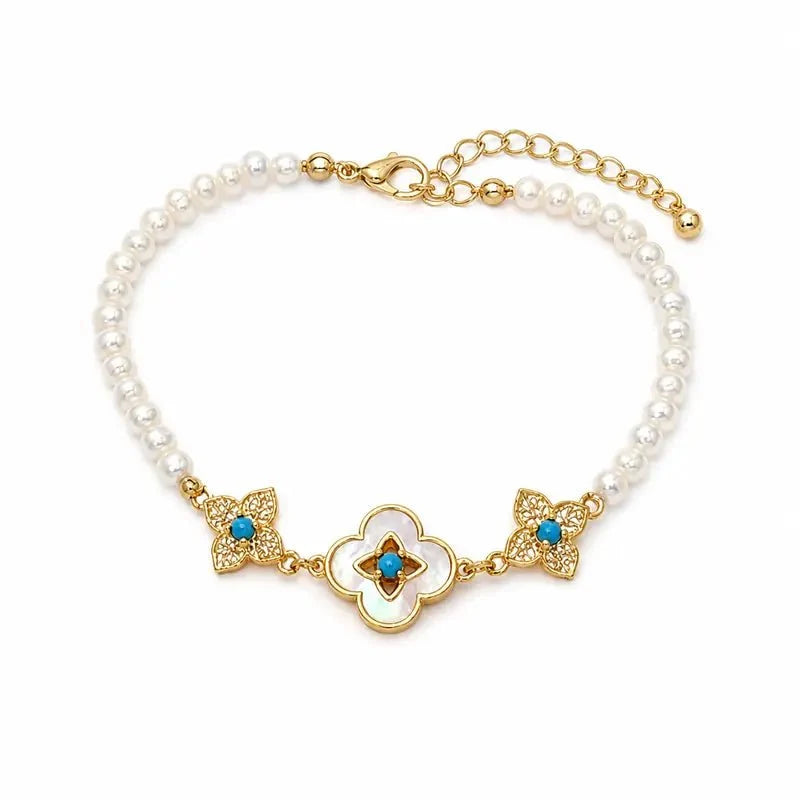 Shell Four-Leaf Flower Bracelet - Joy - Tibet Art