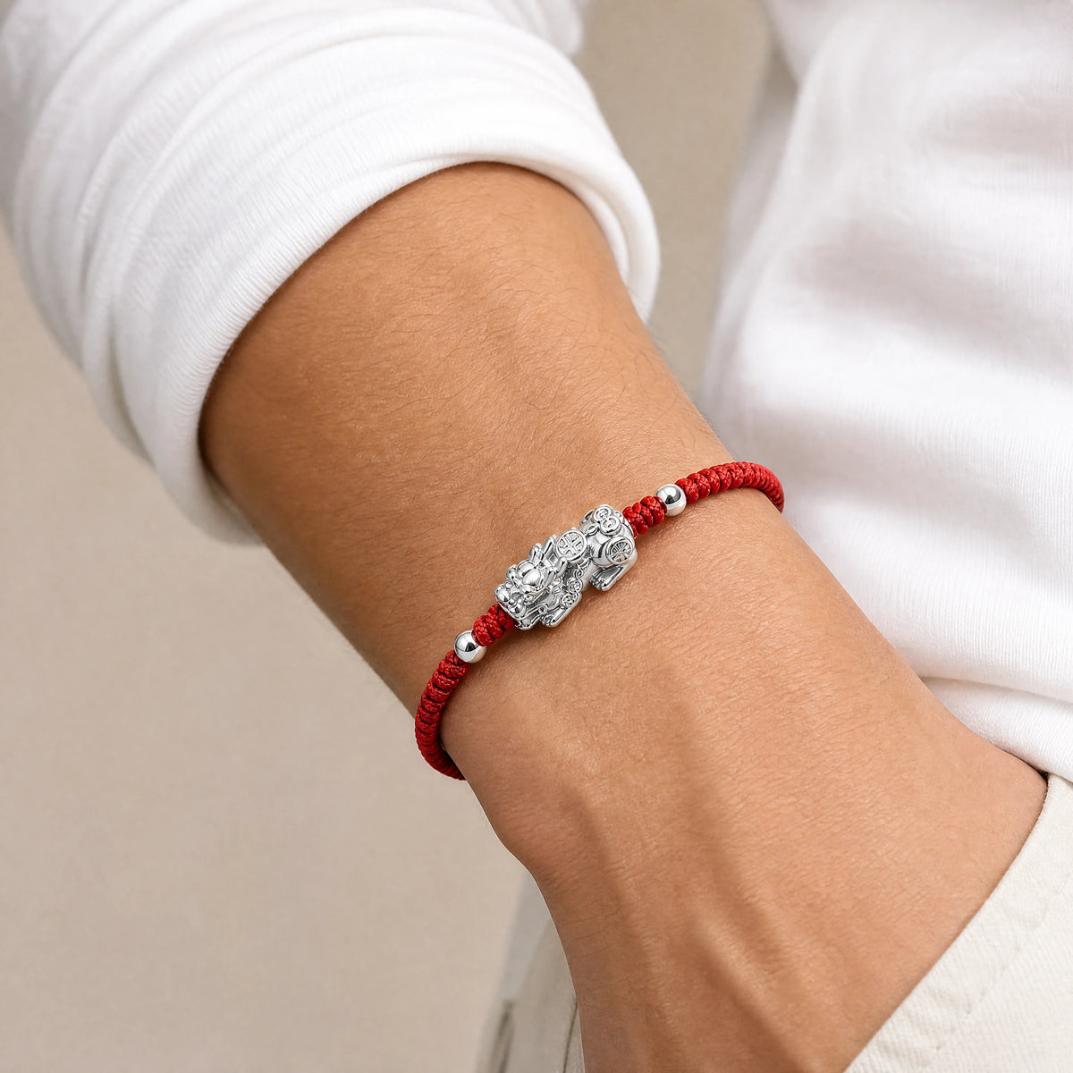 sterling-silver-pixiu-red-string-bracelet-model-a-outfit-a-closeup-01