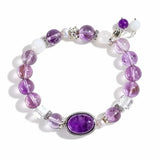 Amethyst Cabochon Bracelet — Natural Stone with Pearl or Tassel Accent Tibet Art