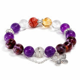 Nine Purple Fire Amethyst Tassel Bracelet — Butterfly & Leaf Crystal C Tibet Art