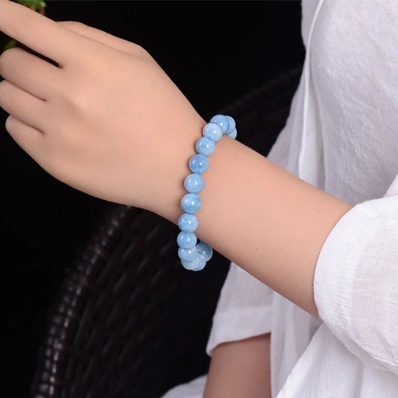 Aquamarine Bracelet - Calming Energy & Courage - Tibet Art