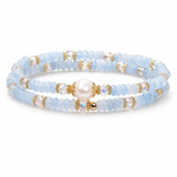 Aquamarine Minimalist Bead Bracelet — Natural Stone, Light Blue, Single Strand Tibet Art