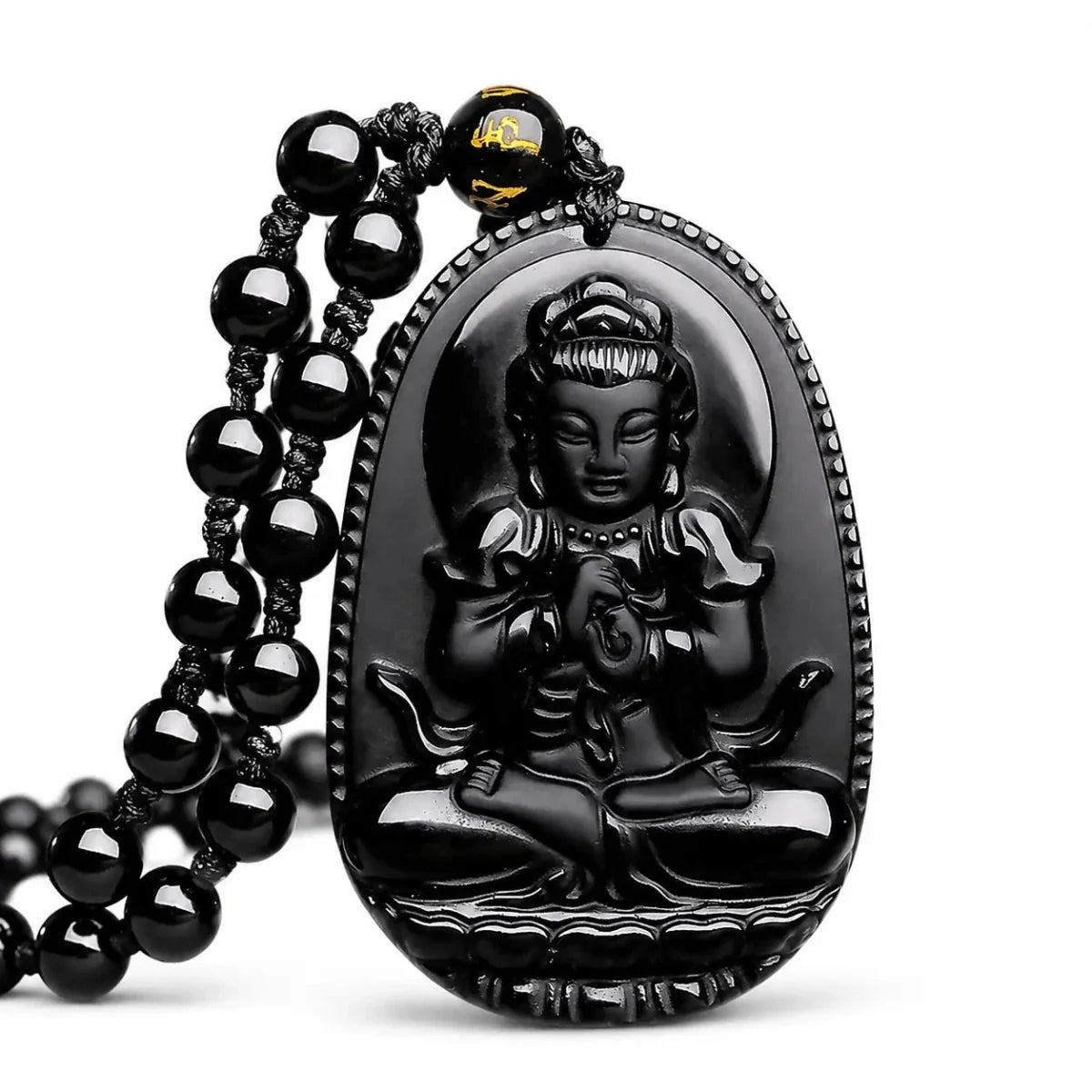 Black Obsidian Buddha Necklace — Find Your Guardian Protector by Zodiac Sign - VairocanaTibet Art