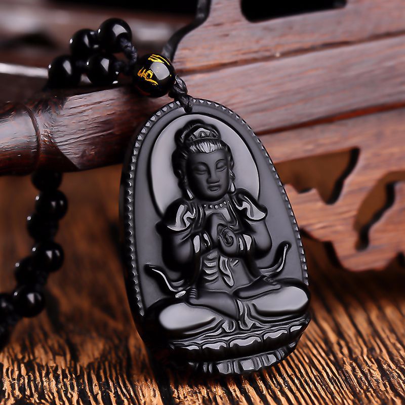 Black Obsidian Buddha Necklace — Find Your Guardian Protector by Zodiac Sign - Tibet Art
