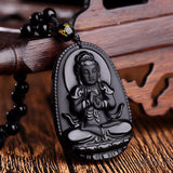 Black Obsidian Buddha Necklace — Find Your Guardian Protector by Zodiac Sign - Tibet Art