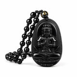 Black Obsidian Buddha Necklace — Find Your Guardian Protector by Zodiac Sign Tibet Art