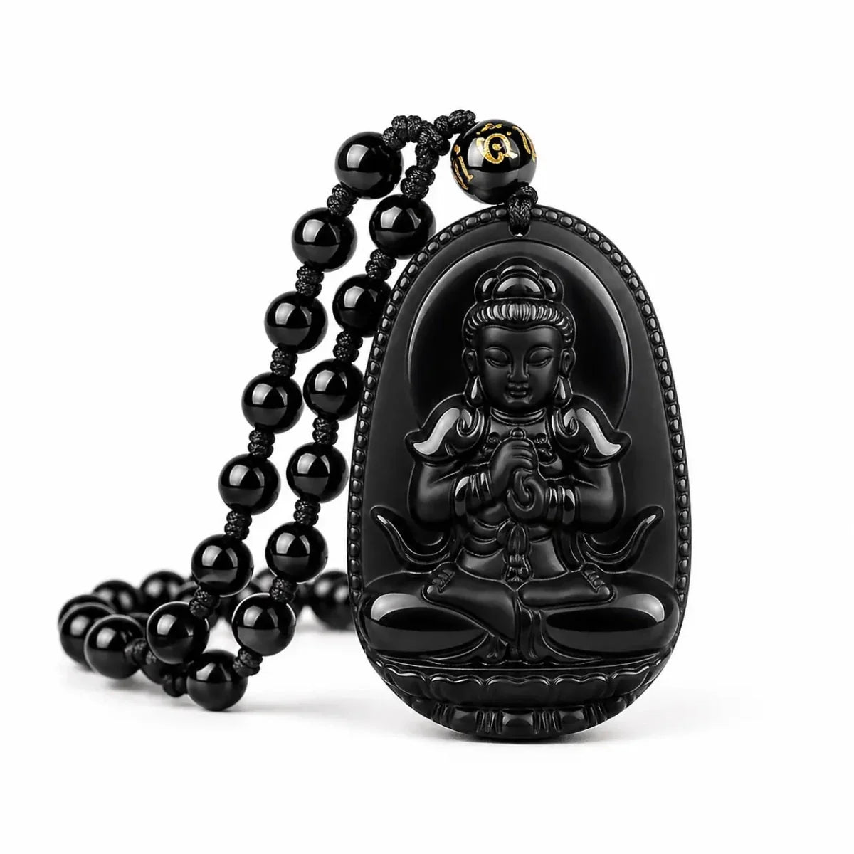 Black Obsidian Buddha Necklace — Find Your Guardian Protector by Zodiac Sign Tibet Art