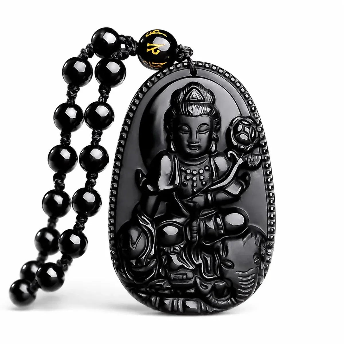 Black Obsidian Buddha Necklace — Find Your Guardian Protector by Zodiac Sign - SamantabhadraTibet Art