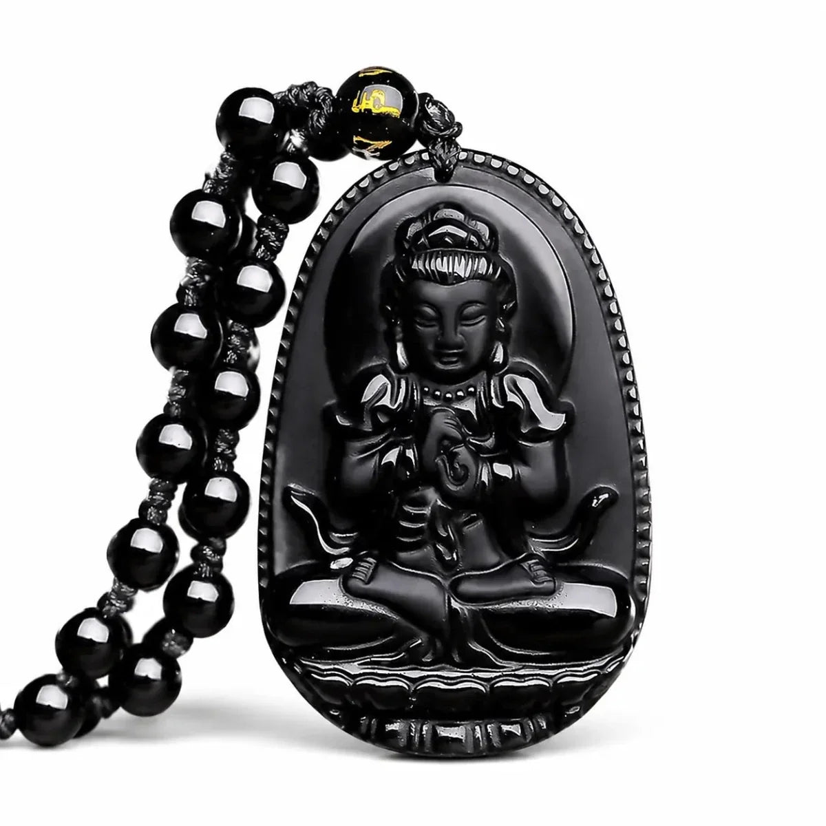 Black Obsidian Buddha Necklace — Find Your Guardian Protector by Zodiac Sign - SamantabhadraTibet Art