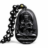 Black Obsidian Buddha Necklace — Find Your Guardian Protector by Zodiac Sign - SamantabhadraTibet Art