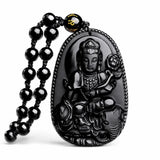 Black Obsidian Buddha Necklace — Find Your Guardian Protector by Zodiac Sign - SamantabhadraTibet Art