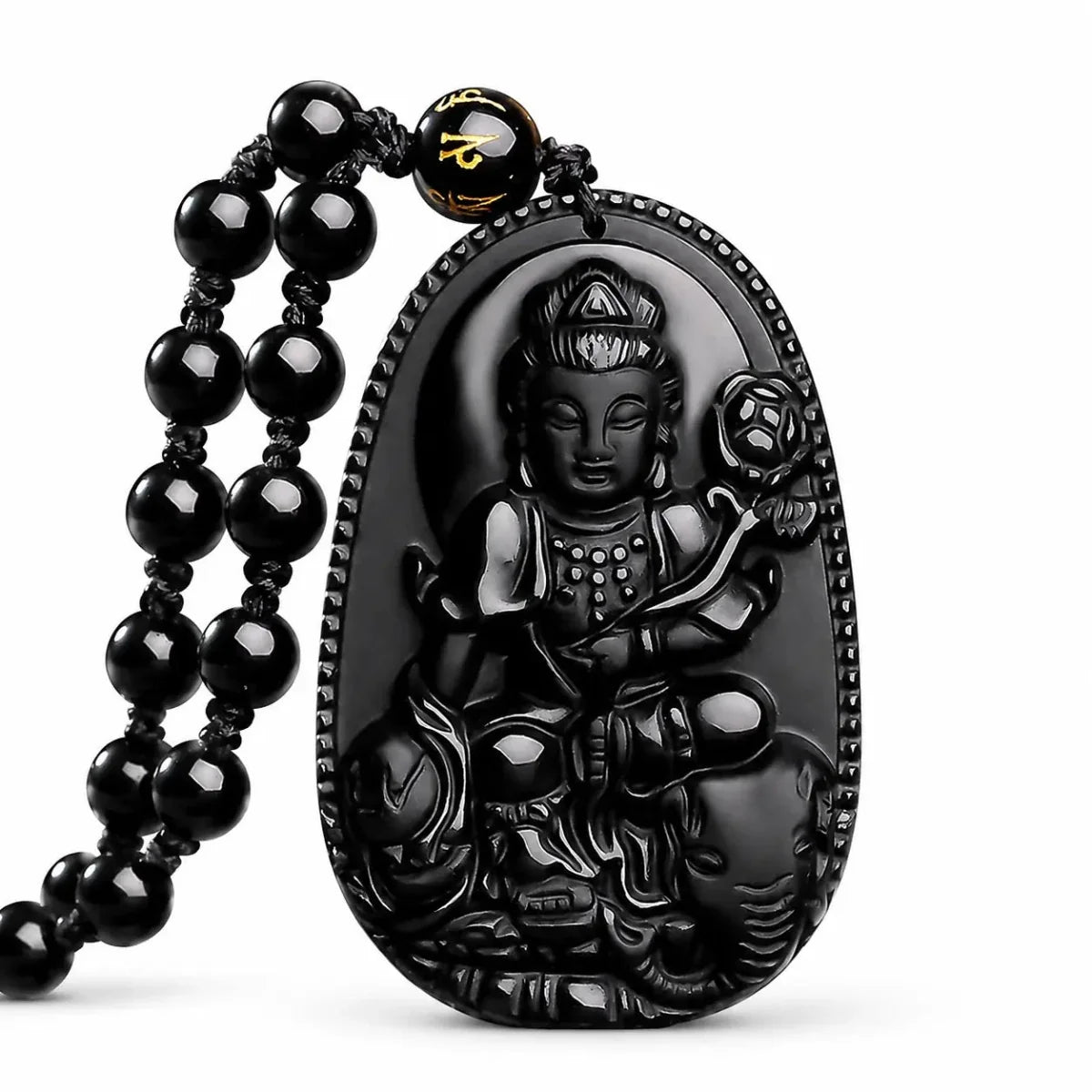 Black Obsidian Buddha Necklace — Find Your Guardian Protector by Zodiac Sign - SamantabhadraTibet Art