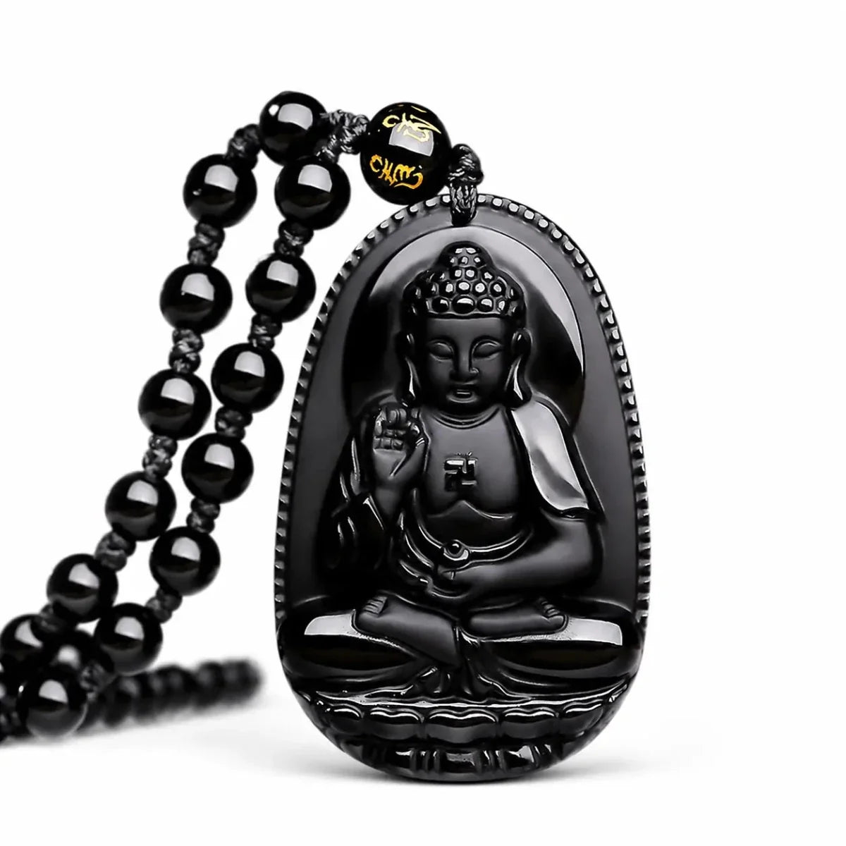 Black Obsidian Buddha Necklace — Find Your Guardian Protector by Zodiac Sign - AmitabhaTibet Art