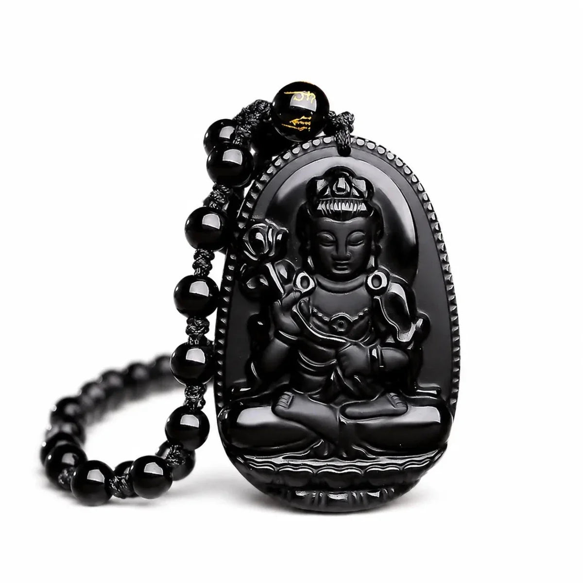 Black Obsidian Buddha Necklace — Find Your Guardian Protector by Zodiac Sign - MahasthamapraptaTibet Art