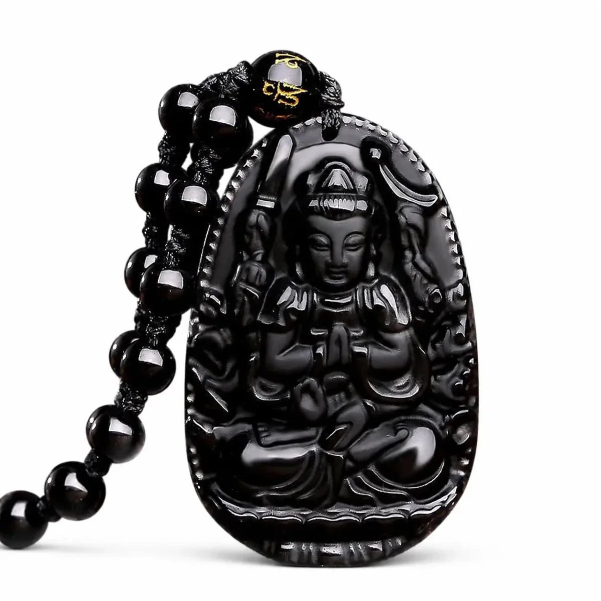 Black Obsidian Buddha Necklace — Find Your Guardian Protector by Zodiac Sign - AvalokiteshvaraTibet Art