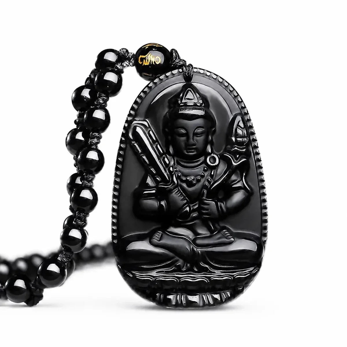 Black Obsidian Buddha Necklace — Find Your Guardian Protector by Zodiac Sign - KsitigarbhaTibet Art