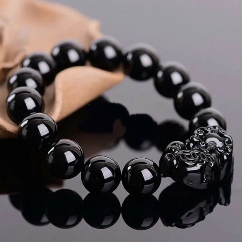 Obsidian Bracelet - Pixiu Bracelet for Wealth - Tibet Art