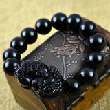 Obsidian Bracelet - Pixiu Bracelet for Wealth - Tibet Art