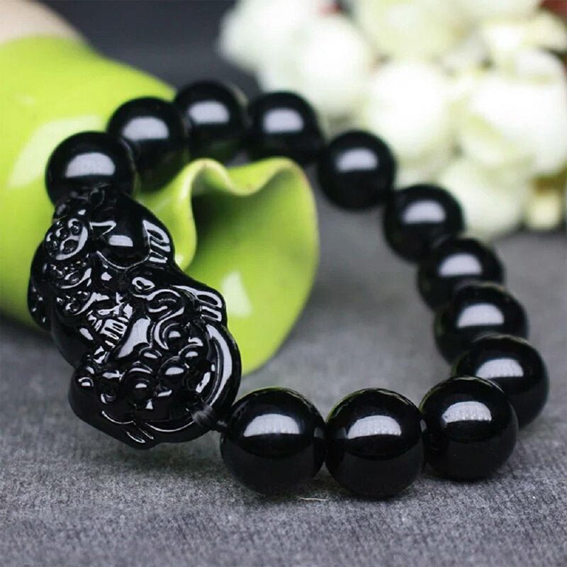 Obsidian Bracelet - Pixiu Bracelet for Wealth - Tibet Art