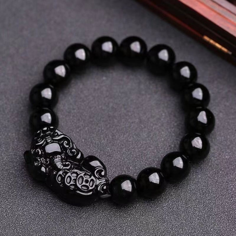 Obsidian Bracelet - Pixiu Bracelet for Wealth - Tibet Art