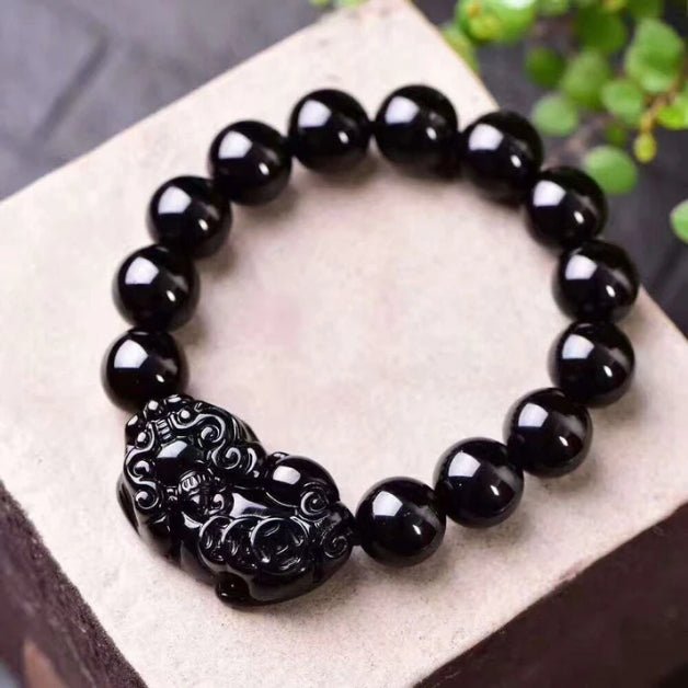 Obsidian Bracelet - Pixiu Bracelet for Wealth - Tibet Art