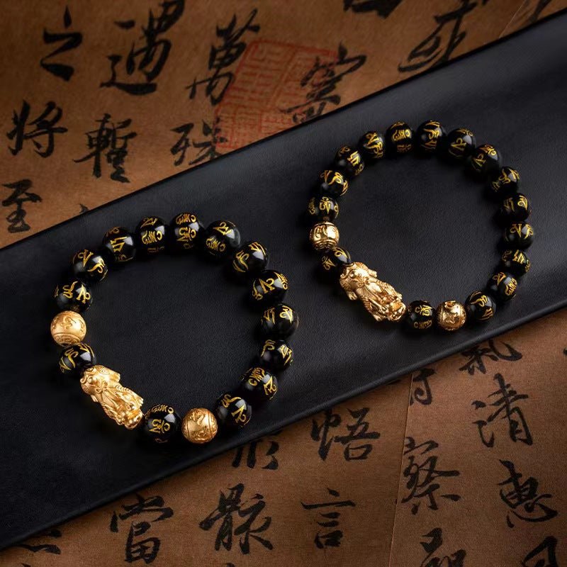 Feng Shui Bracelet - PiXiu Obsidian Bracelet Attract Wealth - Tibet Art