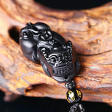 Black Obsidian Pixiu Necklace — Wealth Protection and Personal Feng Shui Charm - Tibet Art