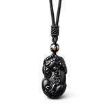 Black Obsidian Pixiu Necklace — Wealth Protection and Personal Feng Shui Charm - CordTibet Art