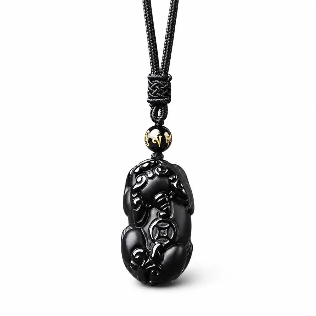 Black Obsidian Pixiu Necklace — Wealth Protection and Personal Feng Shui Charm - CordTibet Art