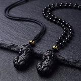 Black Obsidian Pixiu Necklace — Wealth Protection and Personal Feng Shui Charm - Tibet Art