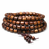 Black Rosewood 108-Bead Mala Bracelet — Natural Wood Prayer Beads in Round, Barrel & Wrap Styles - Barrel-Cut Beads 8mm × 108Tibet Art