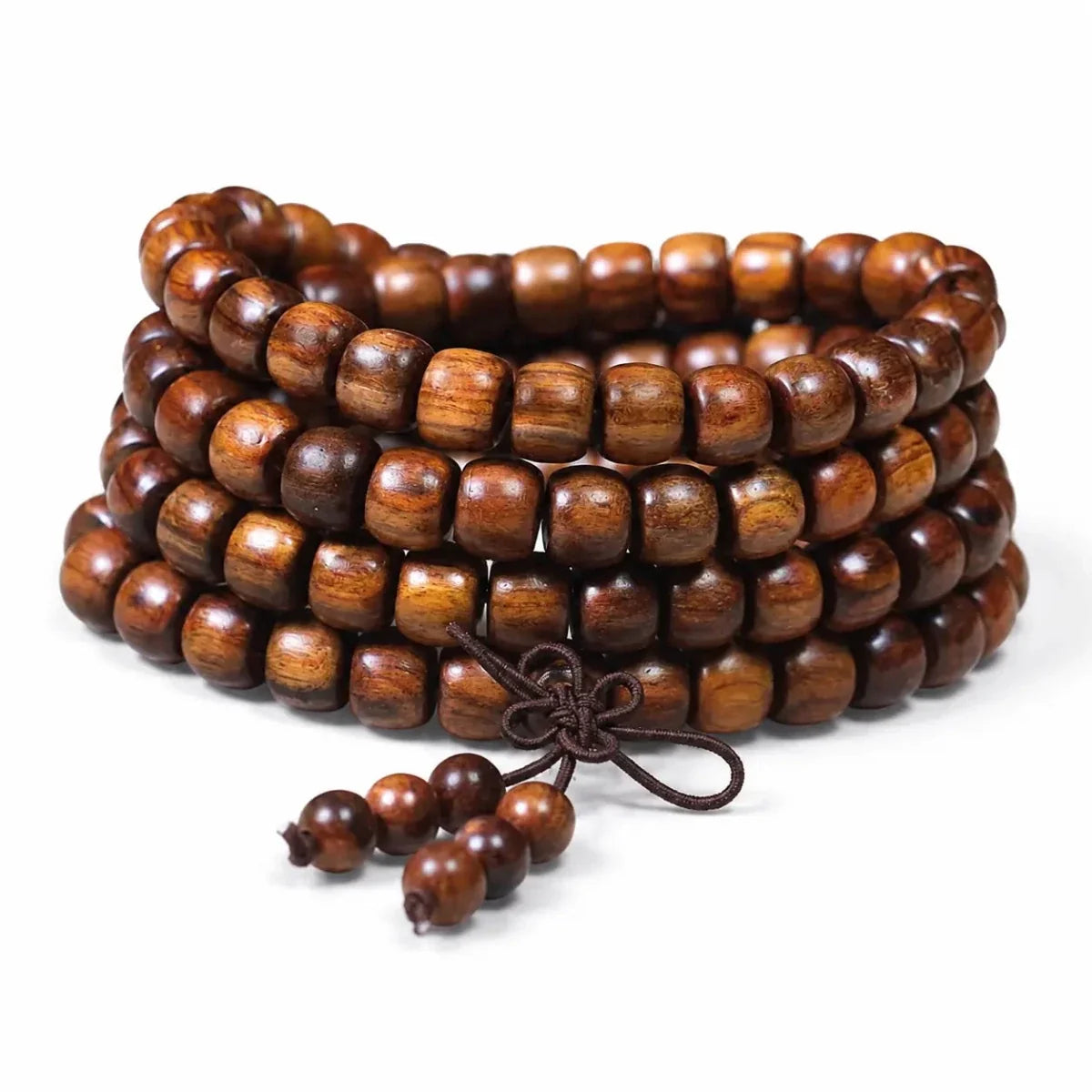 Black Rosewood 108-Bead Mala Bracelet — Natural Wood Prayer Beads in Round, Barrel & Wrap Styles - Apple-Cut Beads 108Tibet Art