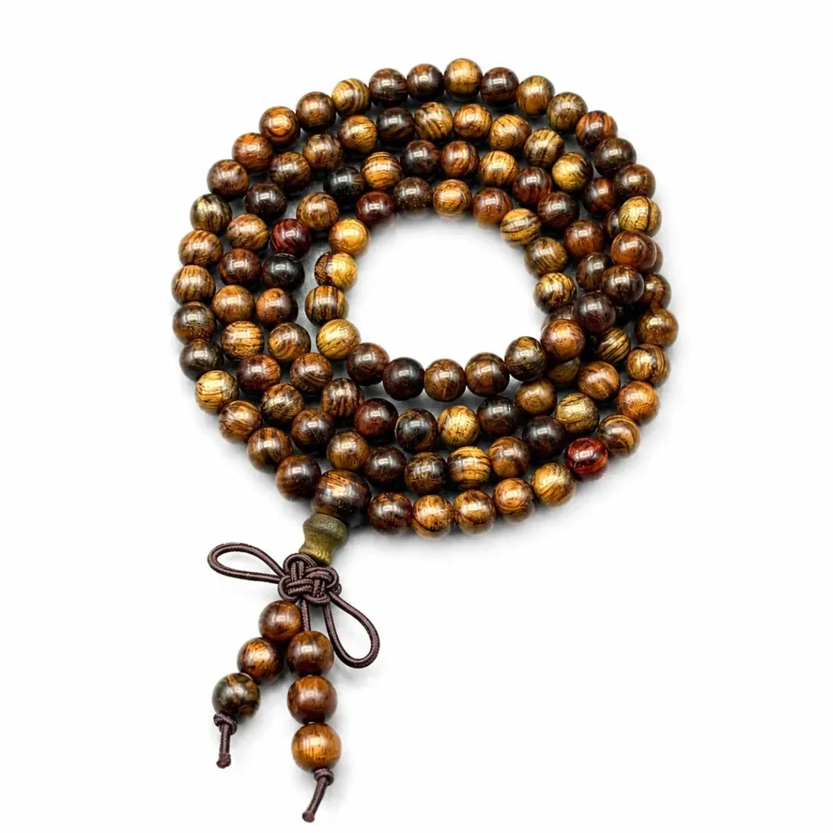 Multi-Wood 108-Bead Mala Bracelet — Natural Wood Prayer Beads for Daily Wear & Meditation - Black Rosewood 6mmTibet Art