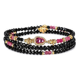 Black Tourmaline & Aquamarine Five Elements Wrap — Bracelet or Necklace, You Decide Tibet Art