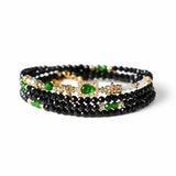 Black Tourmaline & Aquamarine Five Elements Wrap — Bracelet or Necklace, You Decide Tibet Art