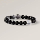 Black Tourmaline & Rutilated Quartz Bracelet — Dark Stone, Steady Ground - Tibet Art
