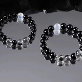 Black Tourmaline & Rutilated Quartz Bracelet — Dark Stone, Steady Ground - Tibet Art