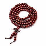 Multi-Wood 108-Bead Mala Bracelet — Natural Wood Prayer Beads for Daily Wear & Meditation - Blood Sandalwood 6mmTibet Art
