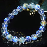 Indian Blue Moonstone Bracelet — 7A Glass-Body Ice Grade, Collector Quality Tibet Art