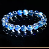 Indian Blue Moonstone Bracelet — 7A Glass-Body Ice Grade, Collector Quality Tibet Art