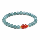 Blue Water Jade Gourd Bracelet — Red Fortune Beads for Everyday Luck Tibet Art