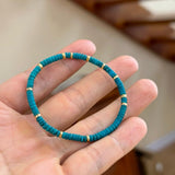 8A High-Blue Magnesite Bracelet - Flat Beads, Clean Finish - 8A High-Blue MagnesiteTibet Art