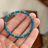 8A High-Blue Magnesite Bracelet - Flat Beads, Clean Finish - 8A High-Blue MagnesiteTibet Art