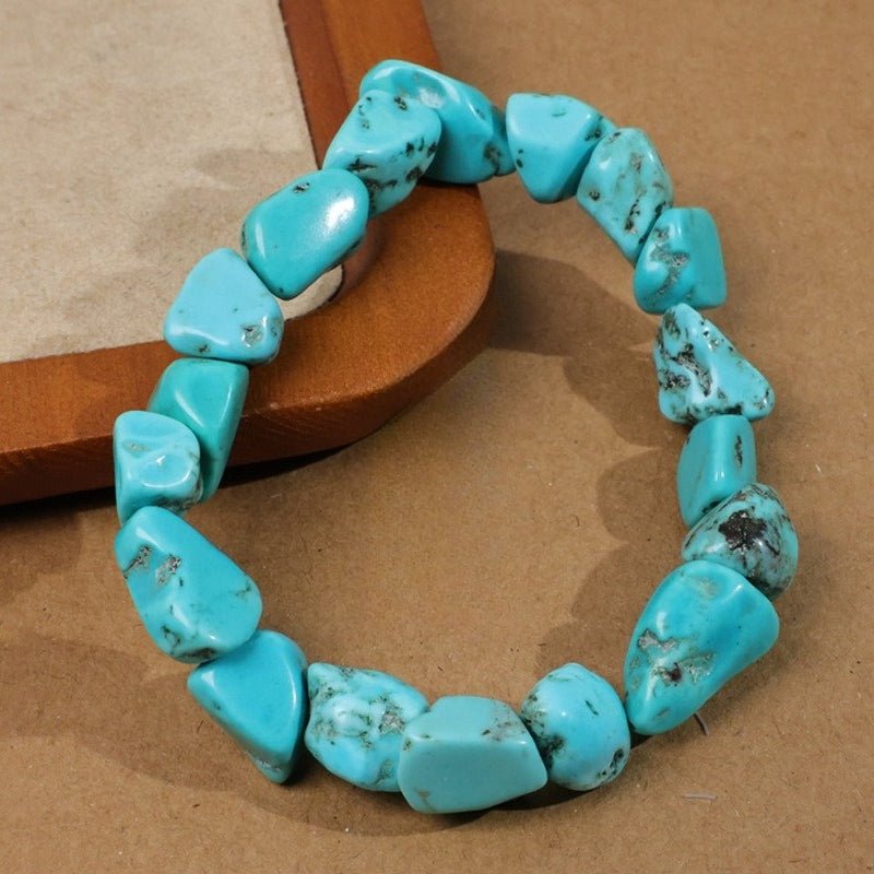 Blue Magnesite Statement Bracelet - Large Oval Focal Stone - Large Oval Blue Magnesite StoneTibet Art