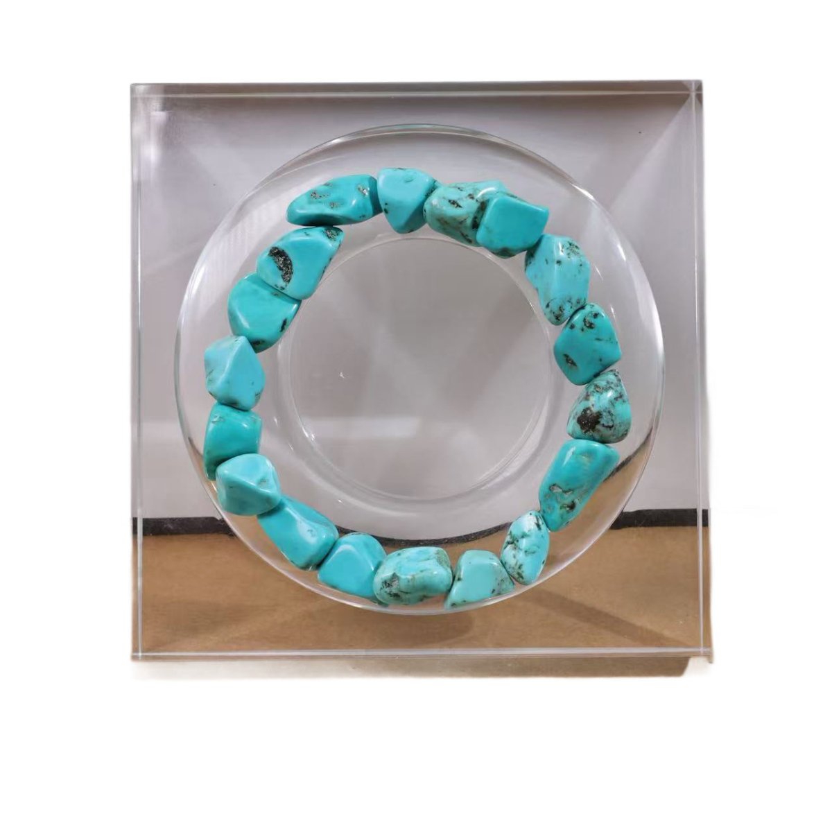 Blue Magnesite Statement Bracelet - Large Oval Focal Stone - Large Oval Blue Magnesite StoneTibet Art