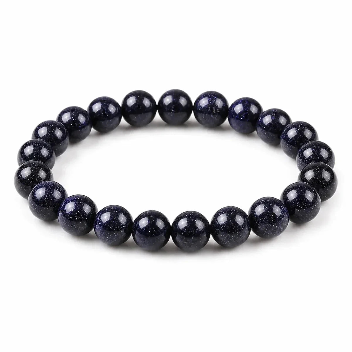 Blue Sandstone Bracelet — Polished Natural Stone Beads Tibet Art
