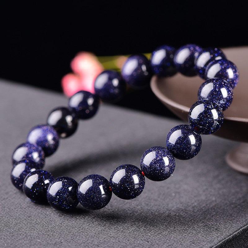 Blue Sandstone Bracelet — Polished Natural Stone Beads - Tibet Art