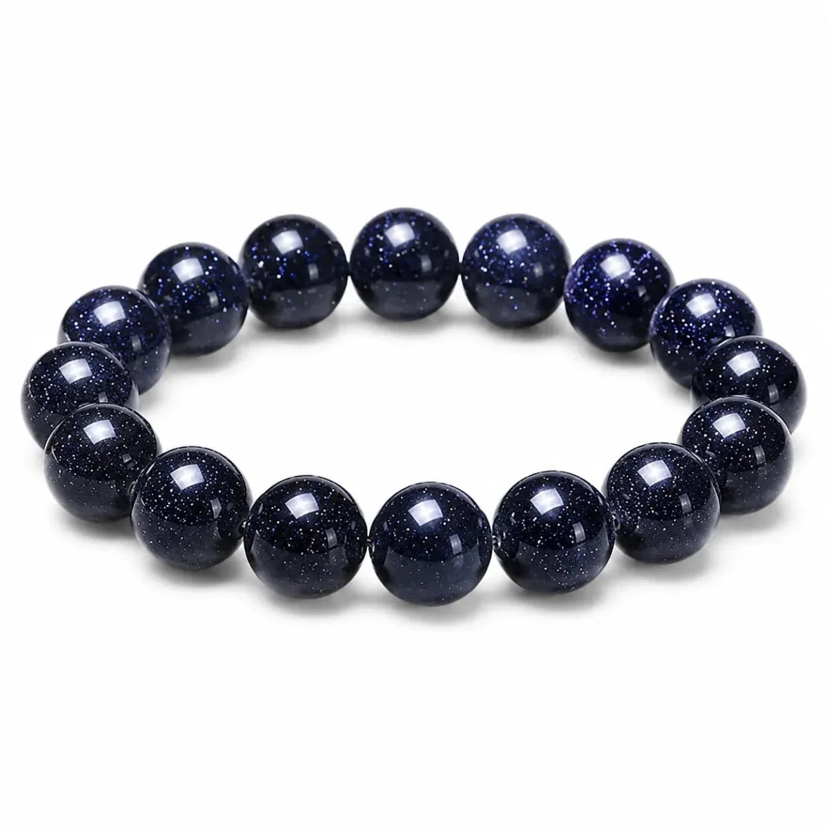 Blue Sandstone Bracelet — Polished Natural Stone Beads - 14mmTibet Art