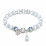 Cat's Eye Crystal Charm Bracelet — Butterfly & Star Motifs, Natural St Tibet Art