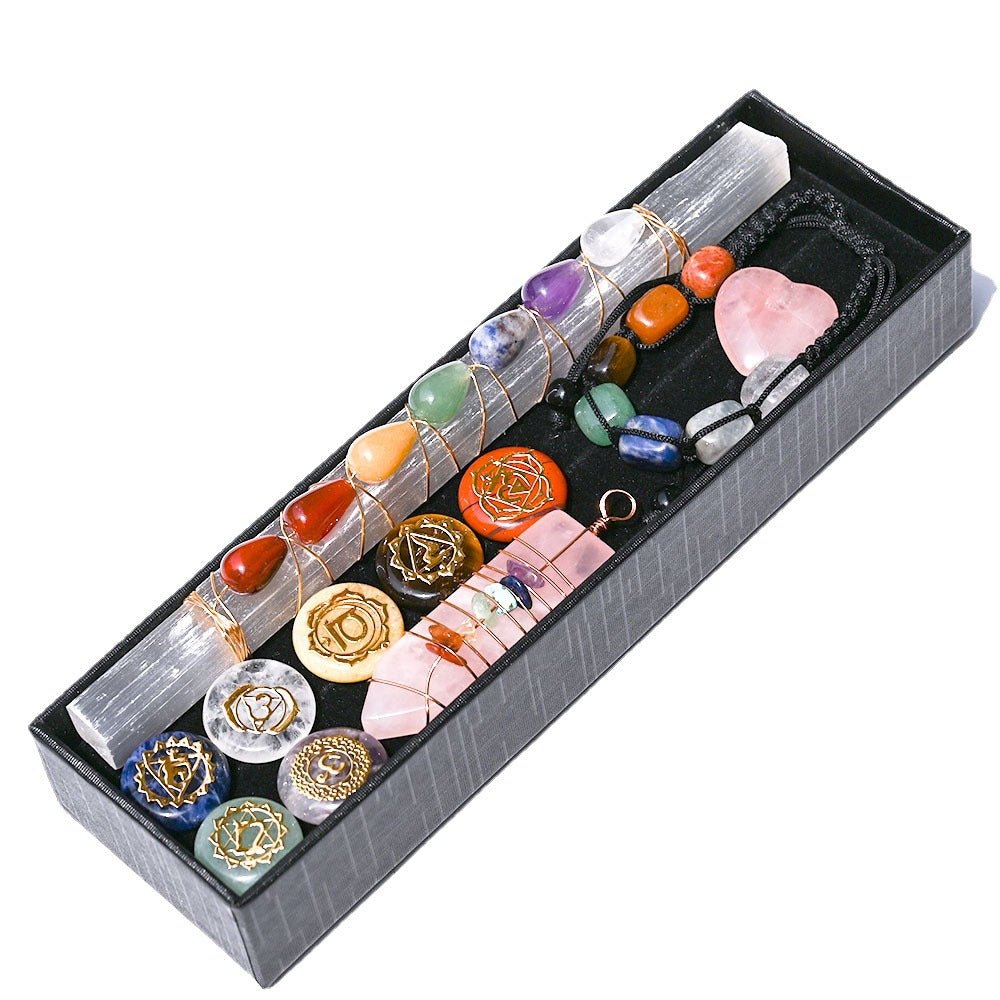 Chakra Crystal Gift Set — One Piece or the Whole Collection - Round Copper Chakra Ornaments (Set of 7)Tibet Art